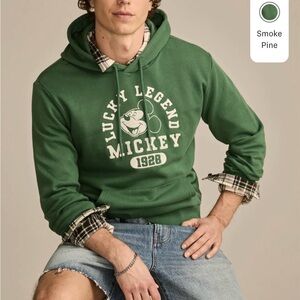 Lucky Brand Green Mickey Graphic Hoodie L